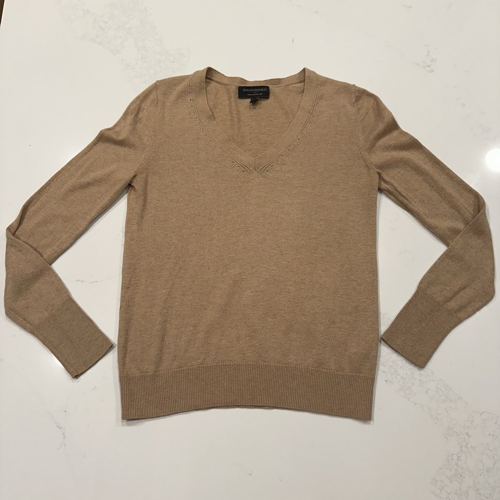 Banana Republic Sweater Women's Sz XS  Cashmere Blend Premium Luxe Yarn Tan